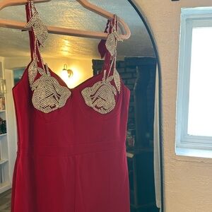 Red fashion nova jumpsuit